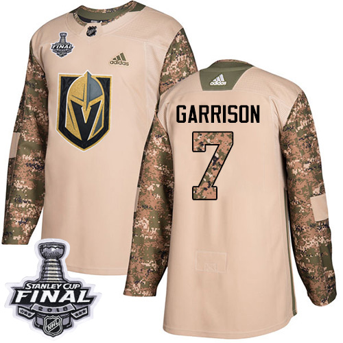 Adidas Golden Knights #7 Jason Garrison Camo Authentic Veterans Day 2018 Stanley Cup Final Stitched Youth NHL Jersey